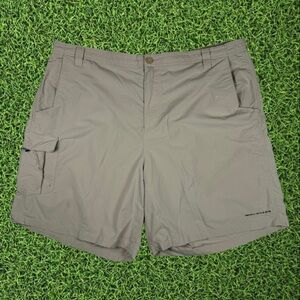 Men Dri-Fit Columbia Grey Tan Cargo Fishing Shorts Size XXL